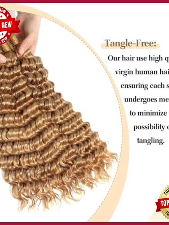 22 Inch Deep Water Wave Human Hair Extensions 100g Bulk Boho Braids
